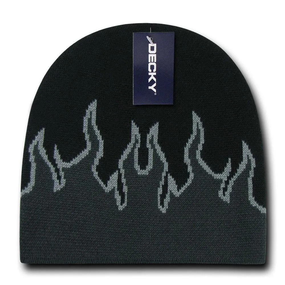 Decky Fire Flame Beanies Caps Hats Short Warm Winter Youth Boys Girls Kids