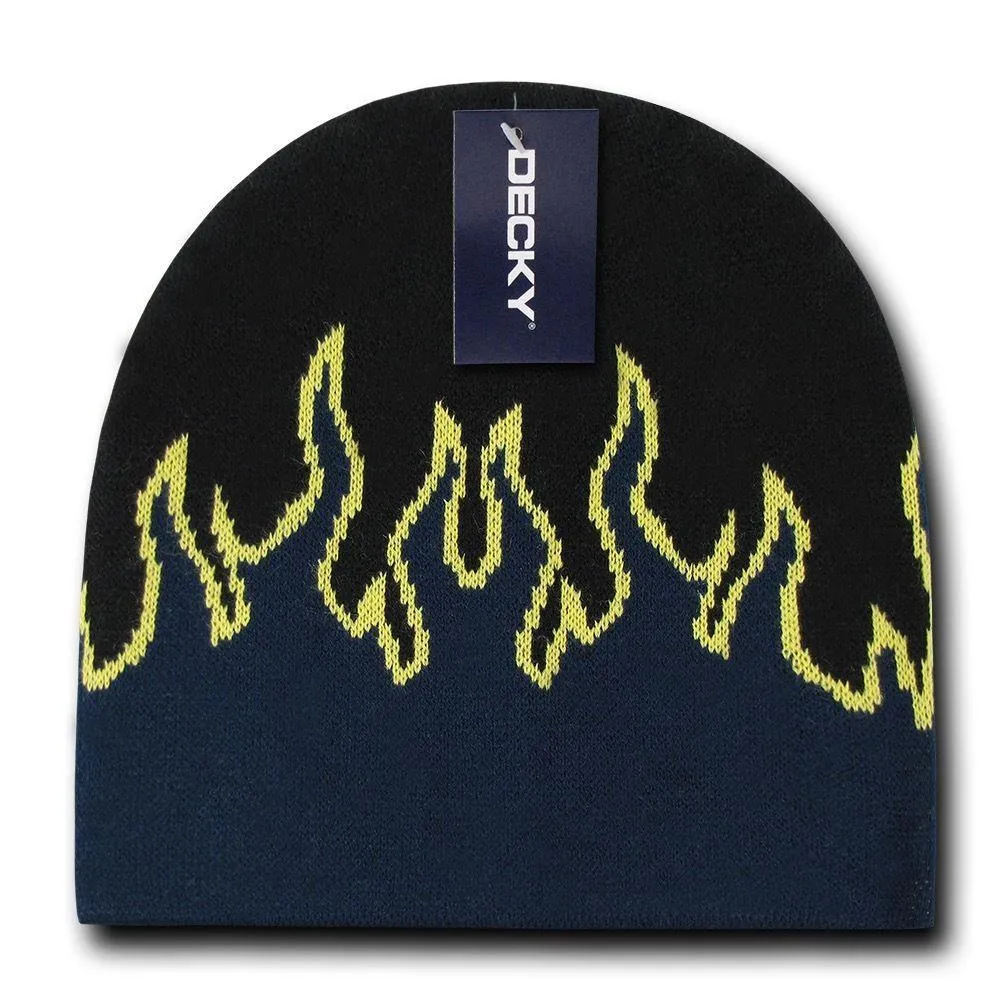 Decky Fire Flame Beanies Caps Hats Short Warm Winter Youth Boys Girls Kids