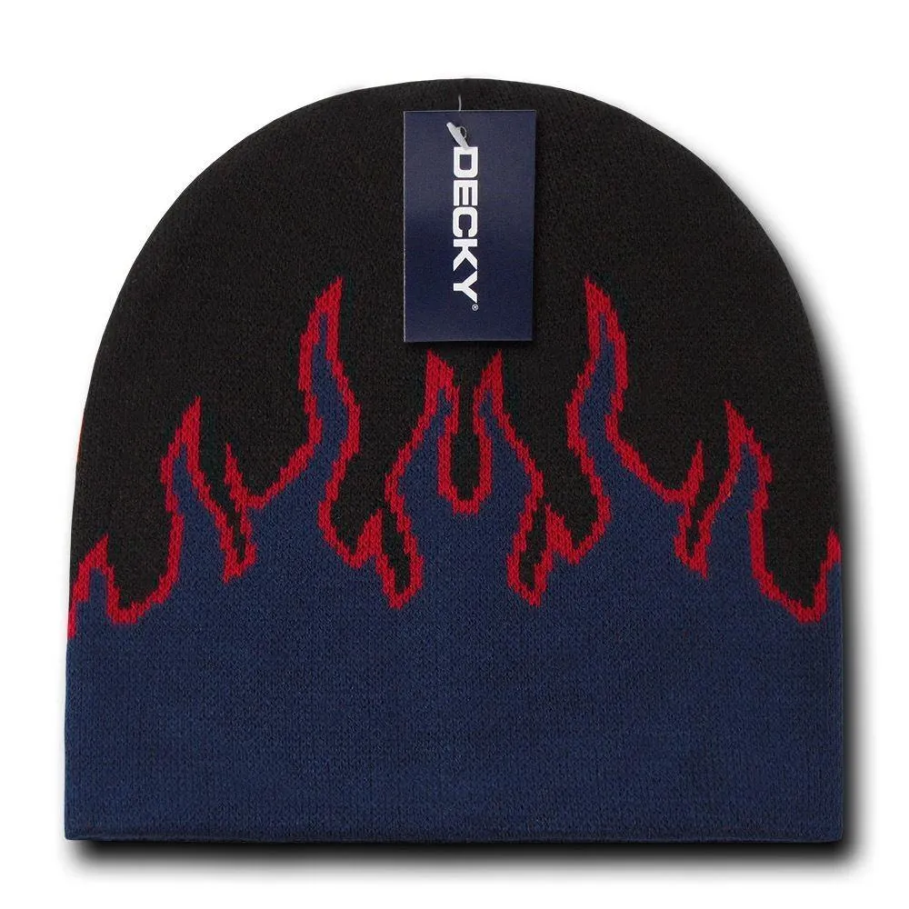 Decky Fire Flame Beanies Caps Hats Short Warm Winter Youth Boys Girls Kids