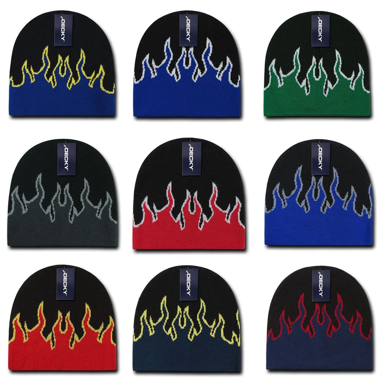 Decky Fire Flame Beanies Caps Hats Short Warm Winter Youth Boys Girls Kids