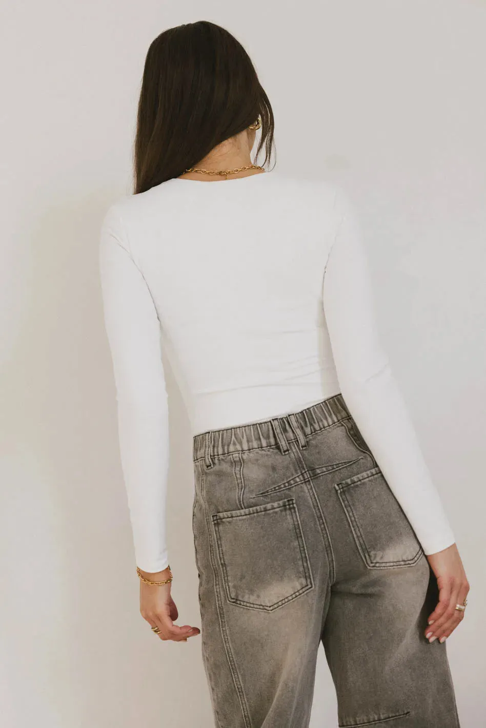 Demi Square Neck Bodysuit in White
