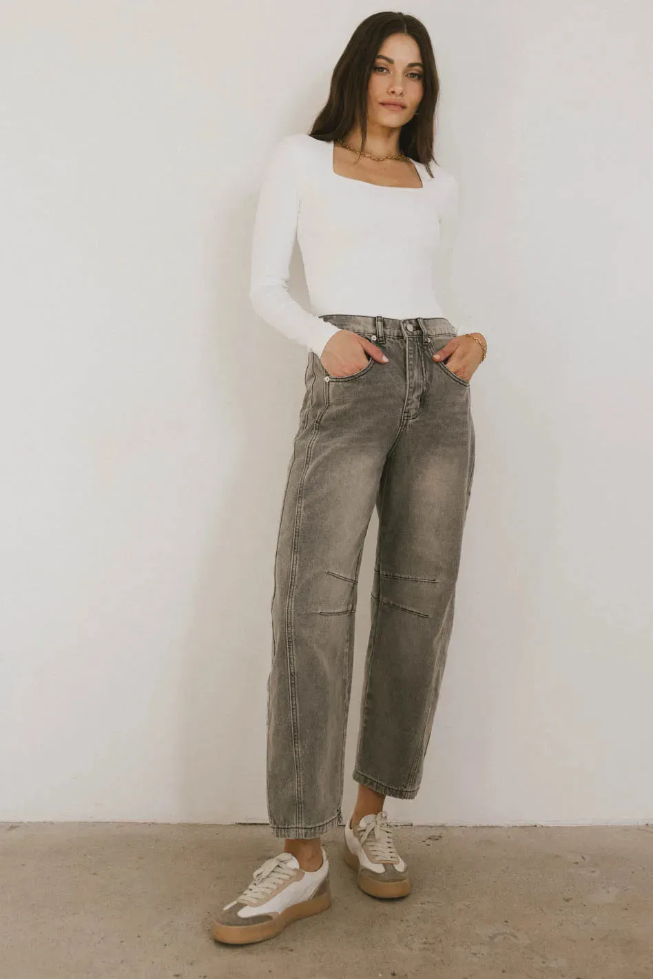 Demi Square Neck Bodysuit in White