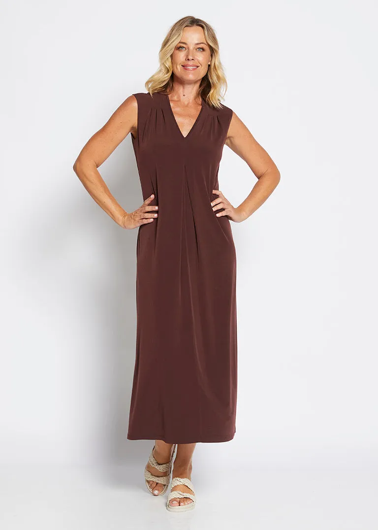 Divine jersey V neck maxi dress in Chocolate