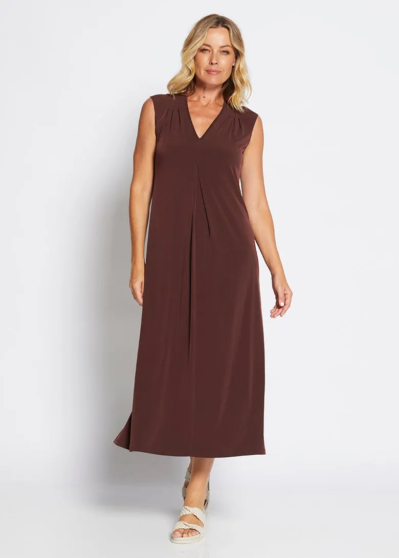 Divine jersey V neck maxi dress in Chocolate