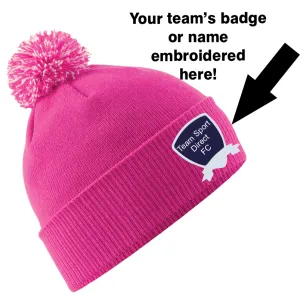EMBROIDERED ADULT SNOWSTAR BOBBLE HAT FUCHSIA OFF WHITE