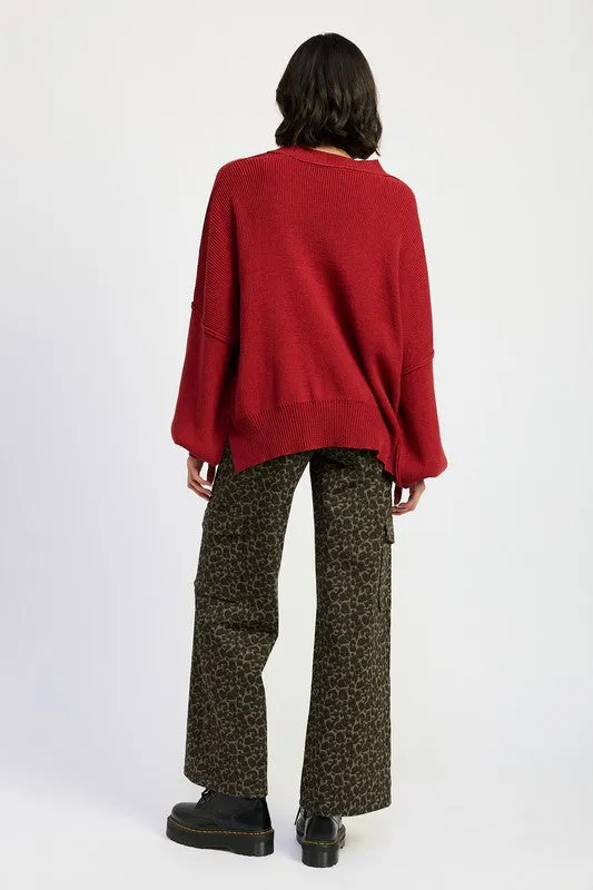 Emory Park Animal Print MID RISE WIDE LEG CARGO PANTS