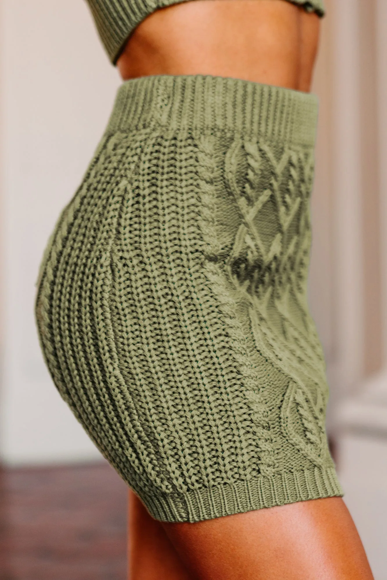 Finding Fulfillment Cable Knit Cardigan & Skirt Set (Olive)