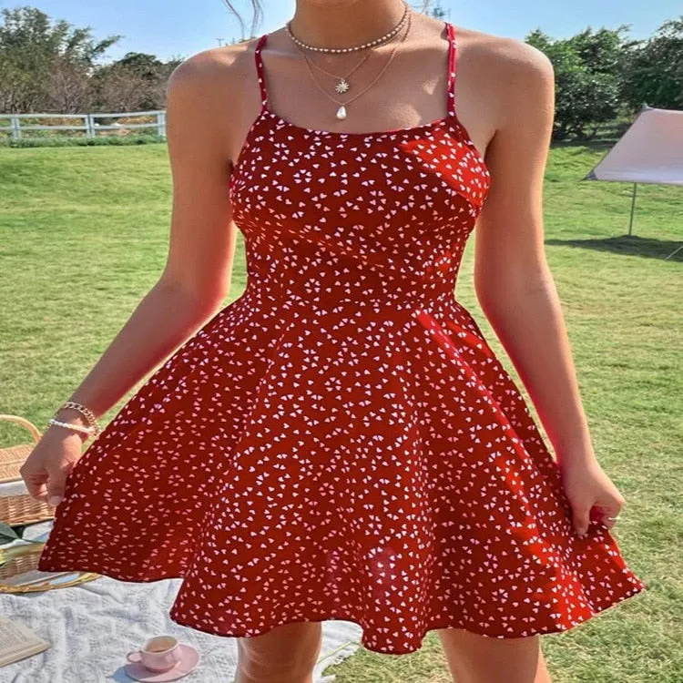 FLYTONN-Sexy spring and summer dresses, party dresses, graduation gifts,Confetti Crisscross Floral Backless Dress