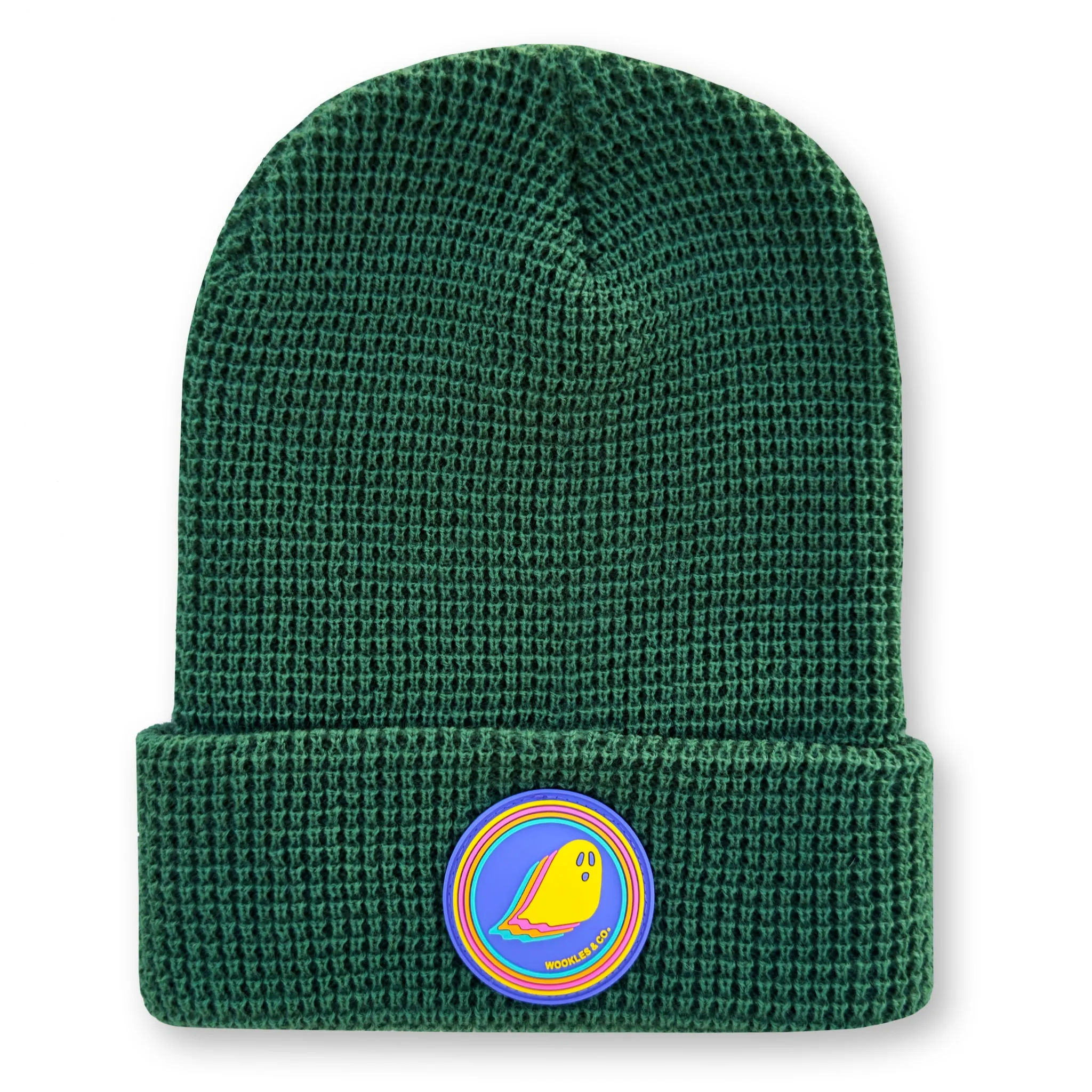 Ghost Waffle Knit Beanie in Forest