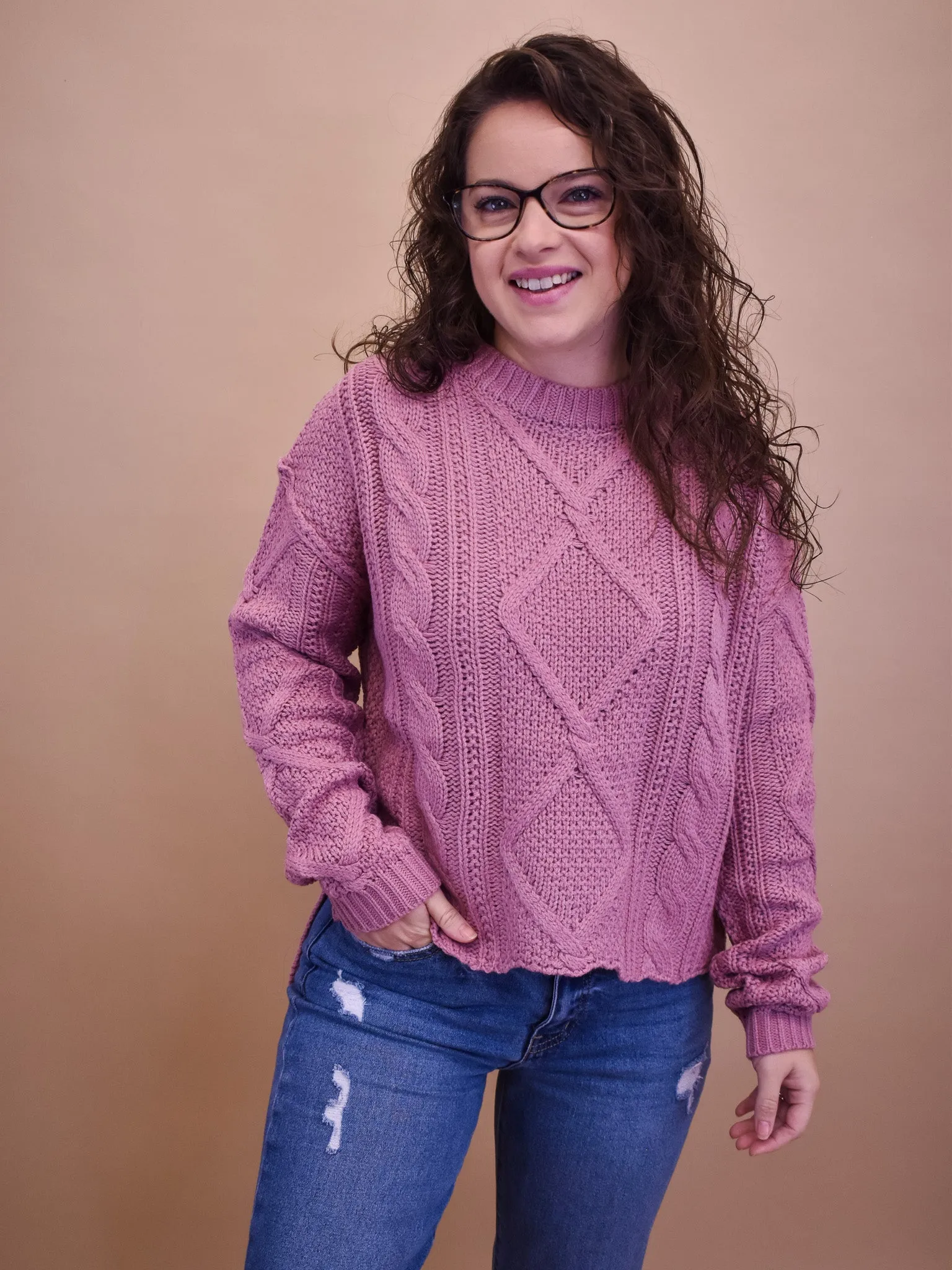 Go Around Cropped Cable Sweater