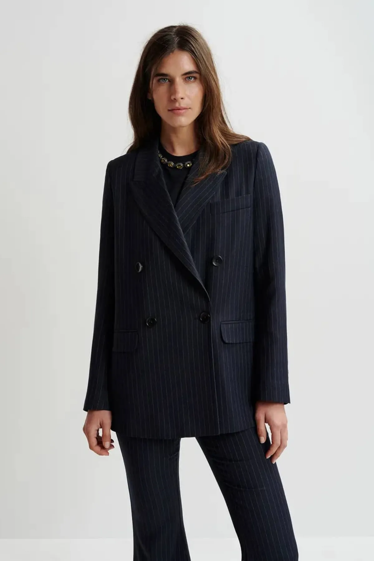 GRAFFITI DOUBLE BREAST BLAZER NAVY
