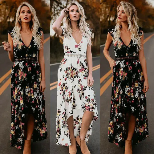 Gretta - Vintage Floral Print Maxi Dress with Sexy Back Design