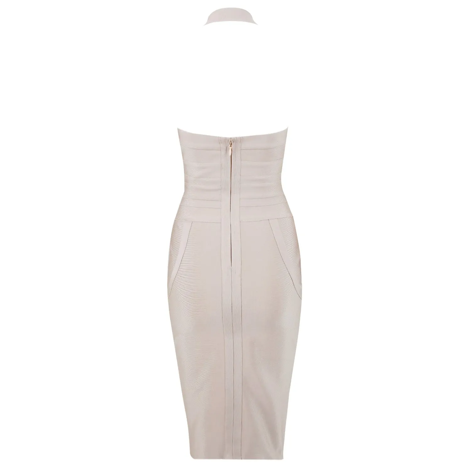 Halter Neck V-Neck Tigher Wrap Hip Sexy Party Bandage Dress Knee Length