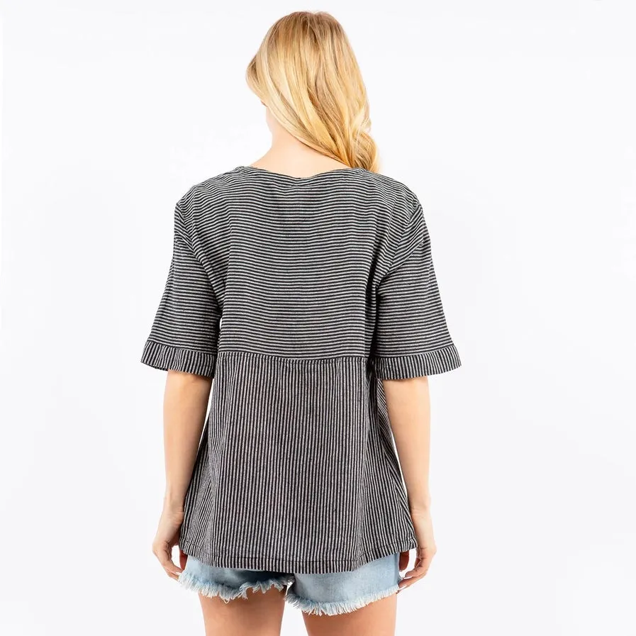 Hand-Loomed Half Sleeve Cotton Top