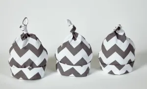 Hat Infant Baby Chevron Grey White Cotton