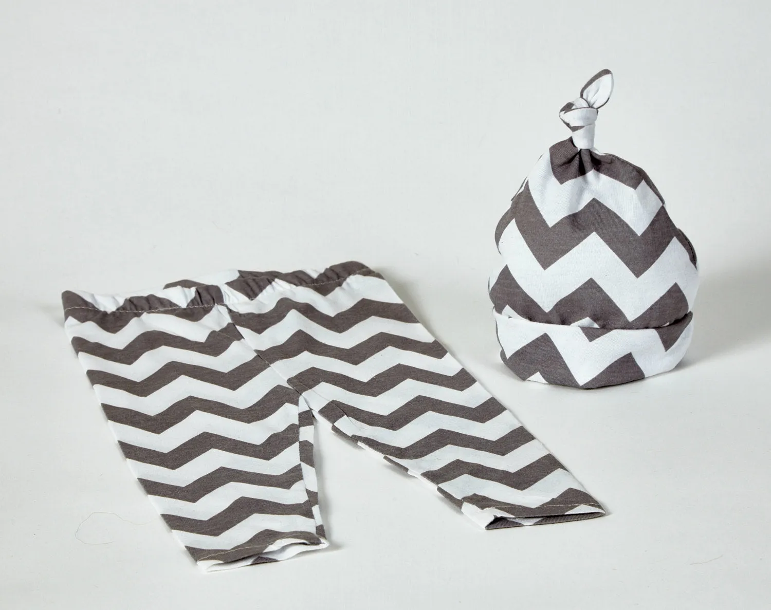 Hat Infant Baby Chevron Grey White Cotton