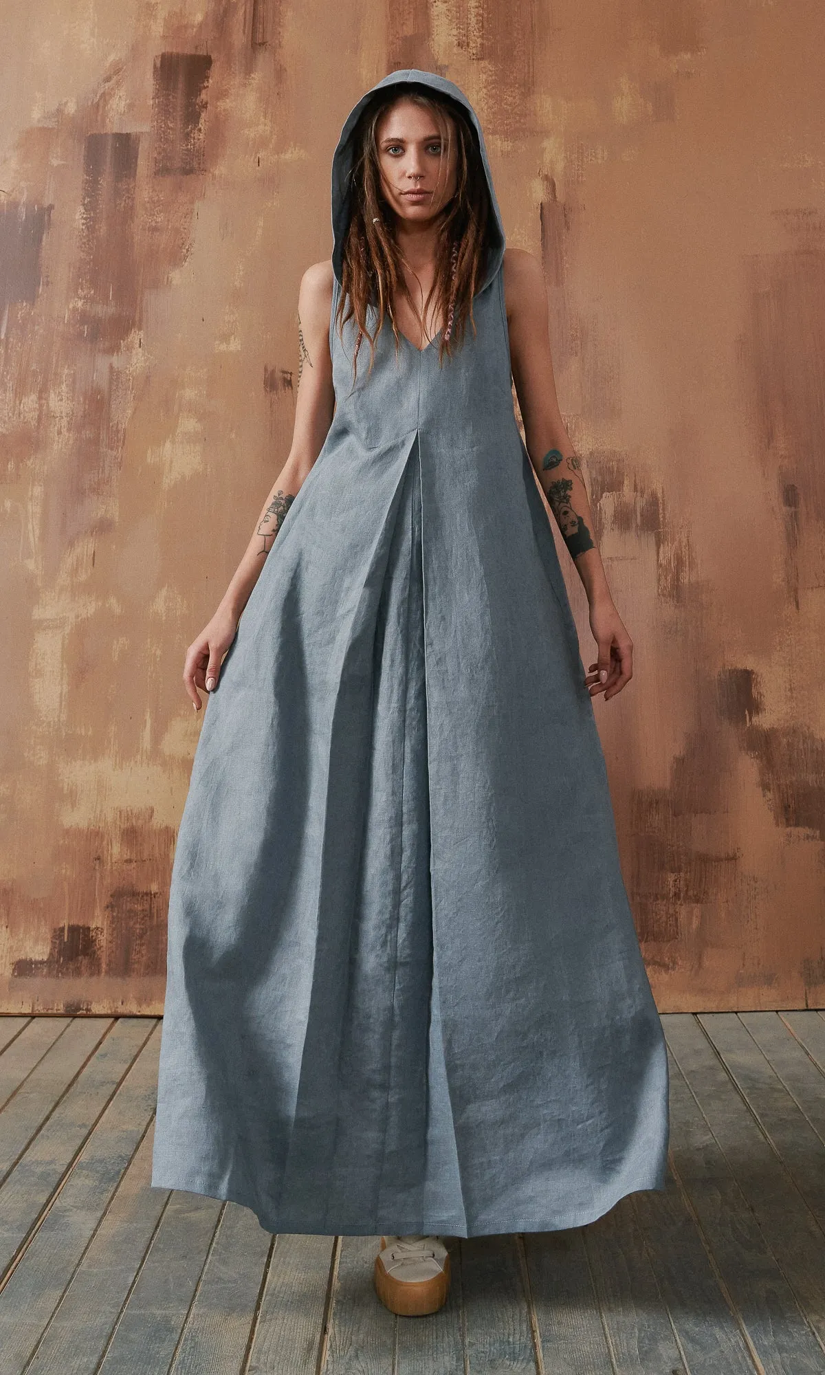 Inverted Pleat Maxi Dress