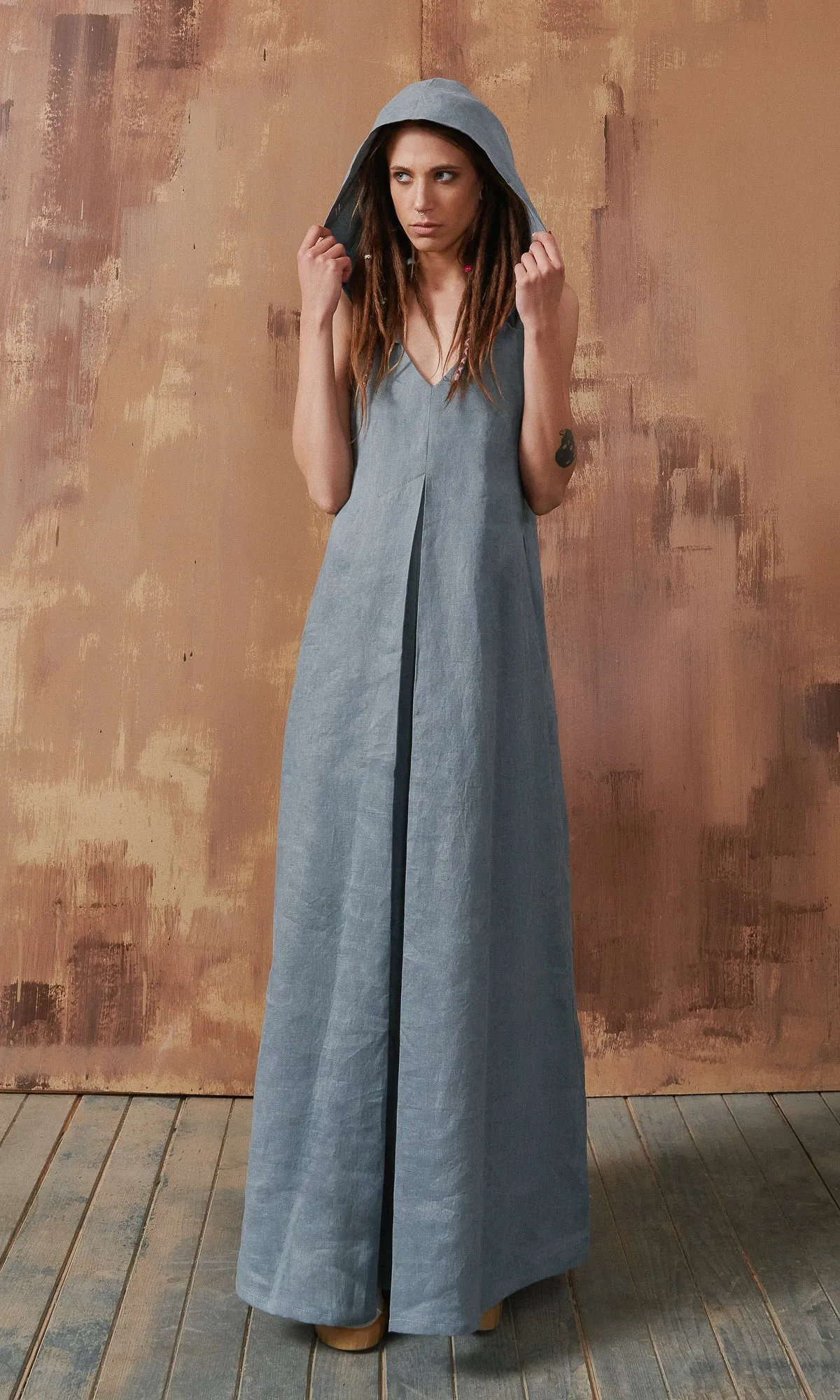 Inverted Pleat Maxi Dress