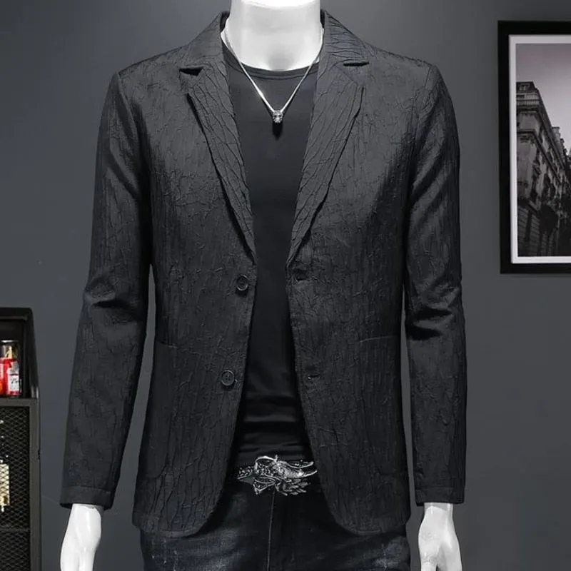 Jacquard Solid Black Color Blazer