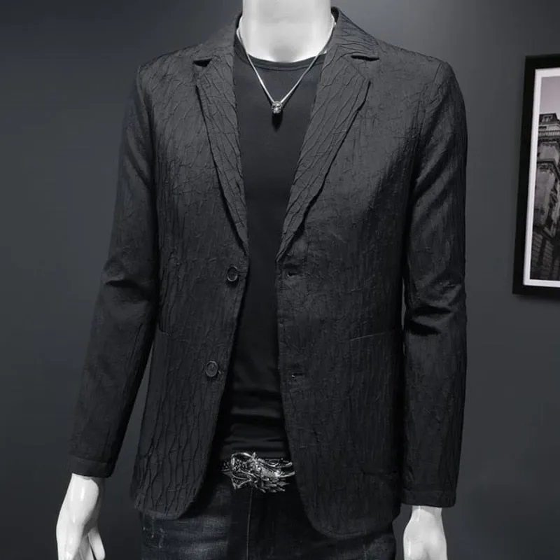 Jacquard Solid Black Color Blazer