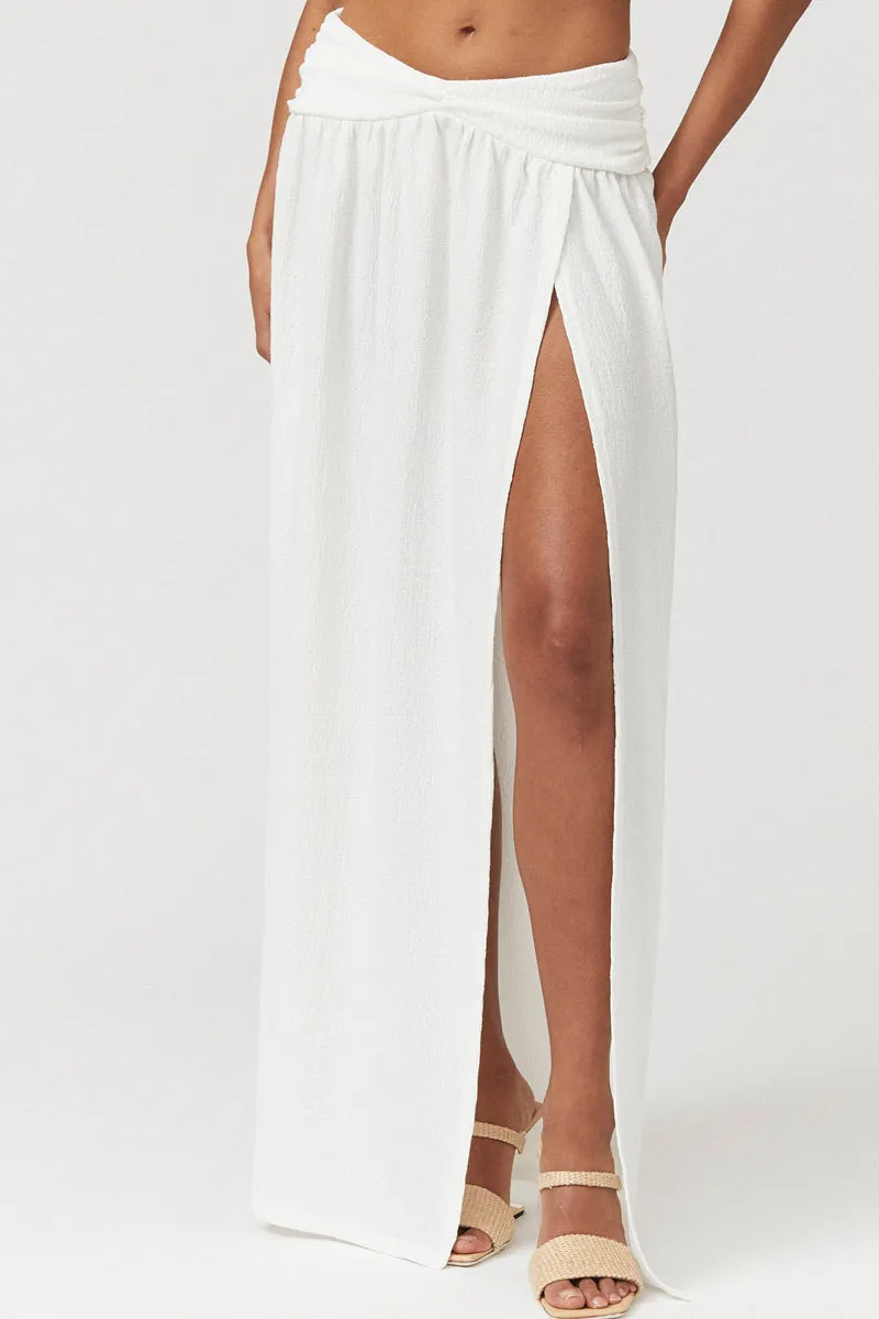 Jacqui Rouched Maxi Skirt - White