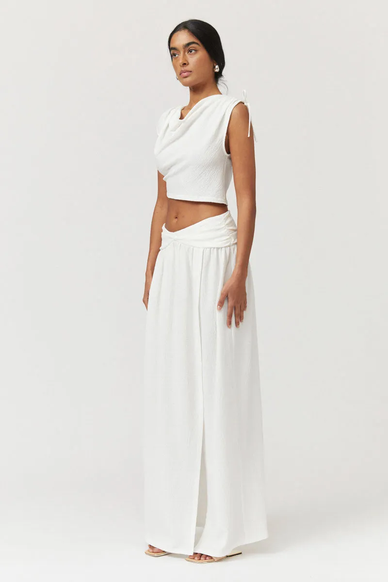 Jacqui Rouched Maxi Skirt - White