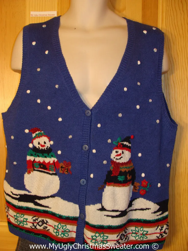 Jolly Snowman Tacky Christmas Sweater Vest  (f1323)