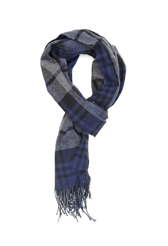 Joshua Ellis Black Watch 100% Cashmere Scarf Blue