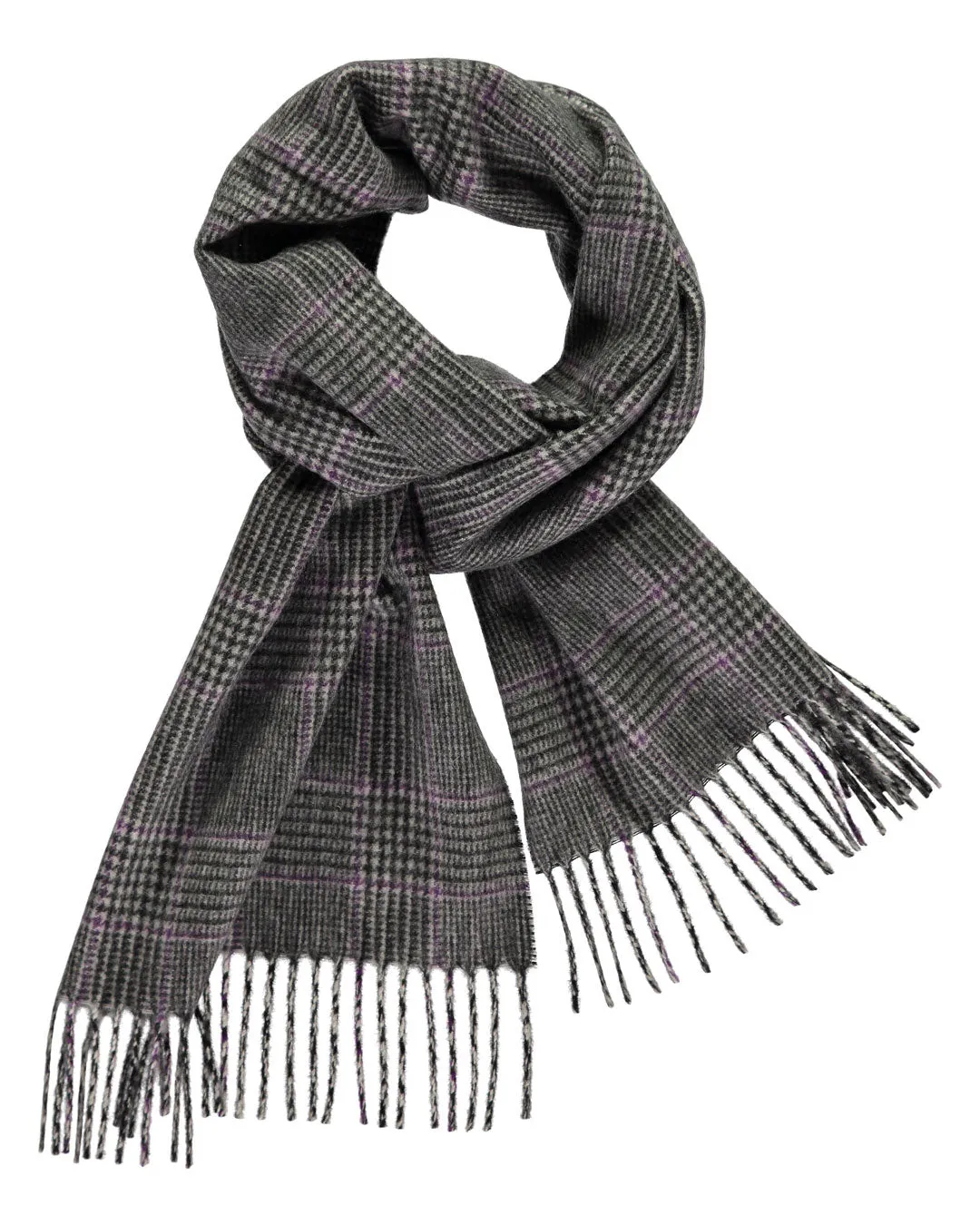Joshua Ellis Black X White Classic Prince of Wales Brushed Cashmere Scarf