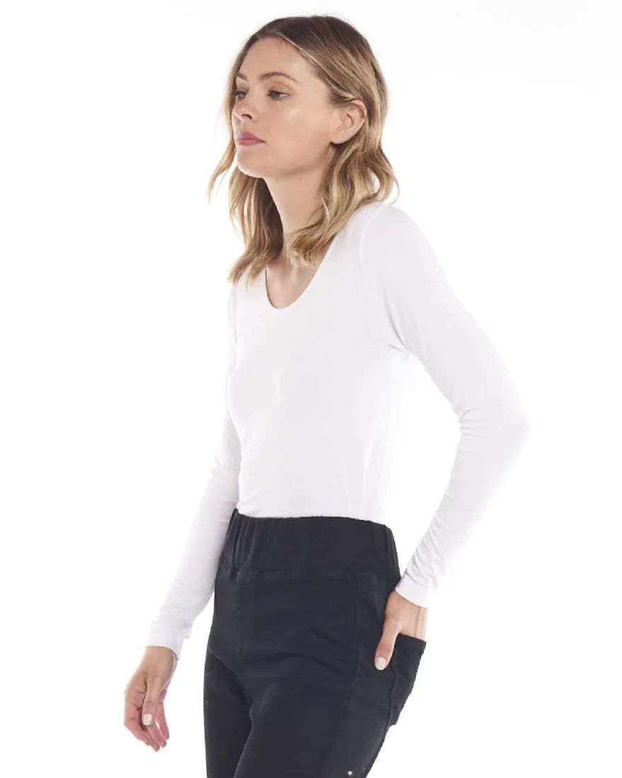 KELLI LONG SLEEVE TOP - WHITE