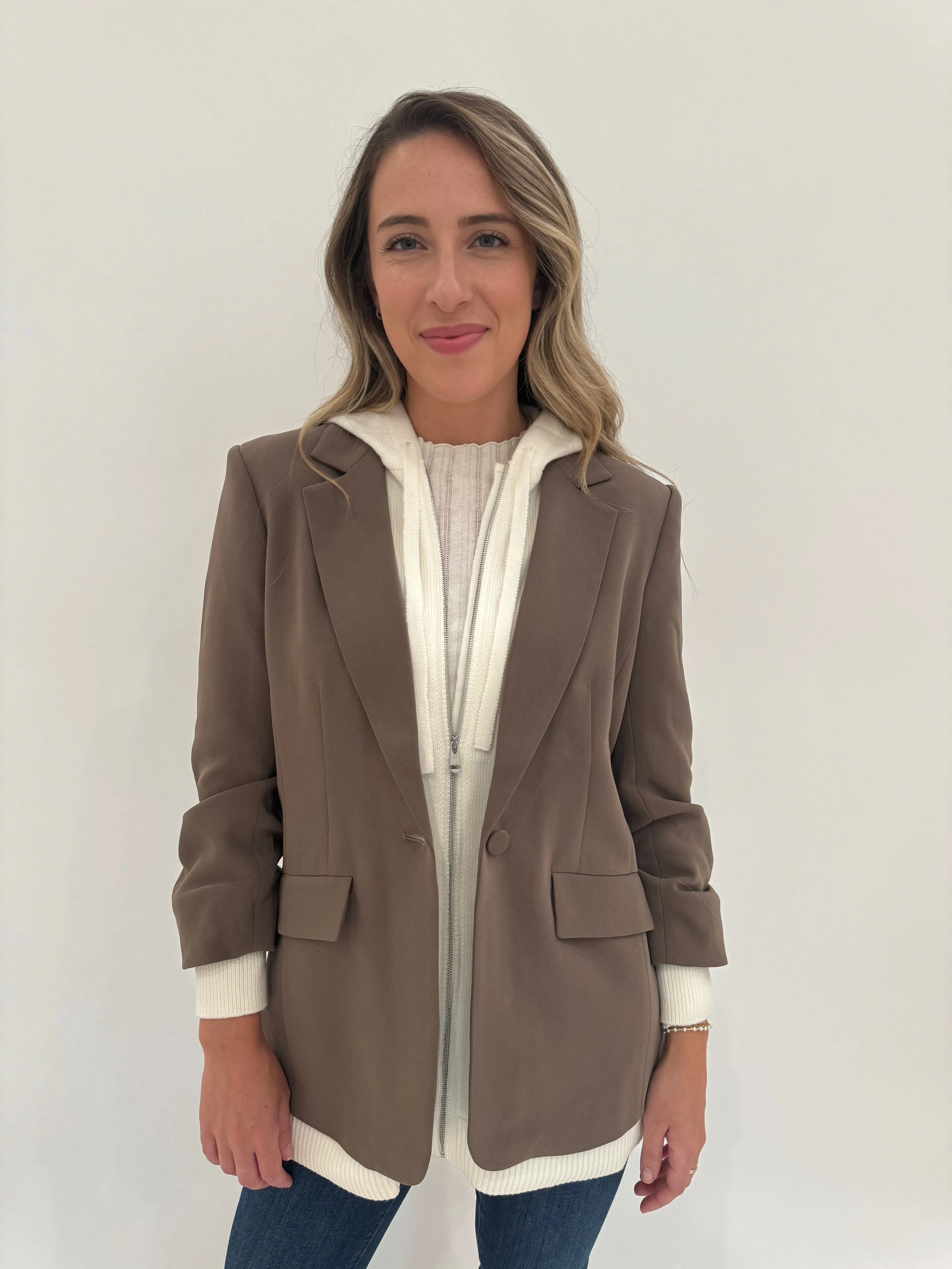 Khloe Sweater Knit Hooded Blazer