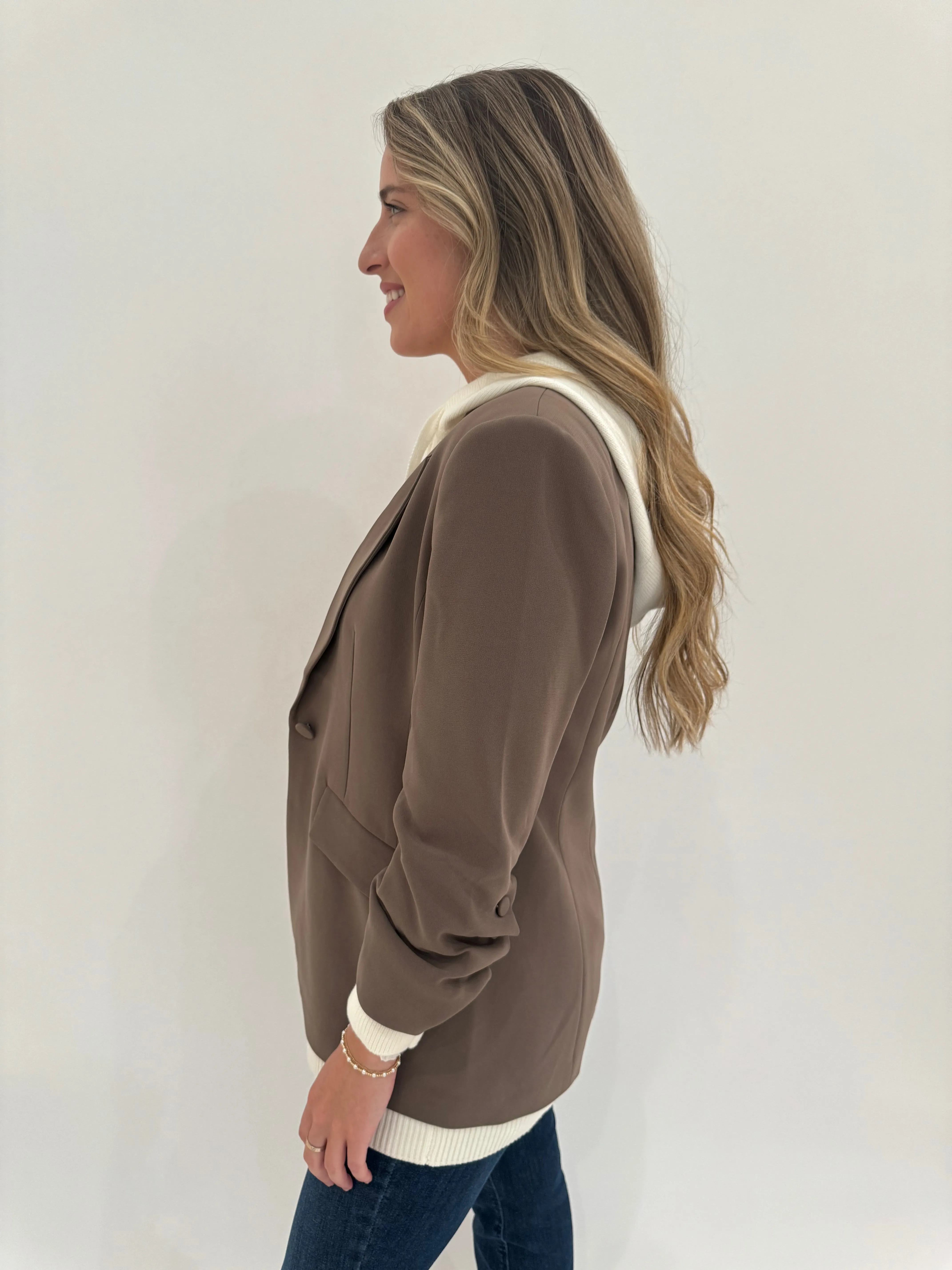 Khloe Sweater Knit Hooded Blazer
