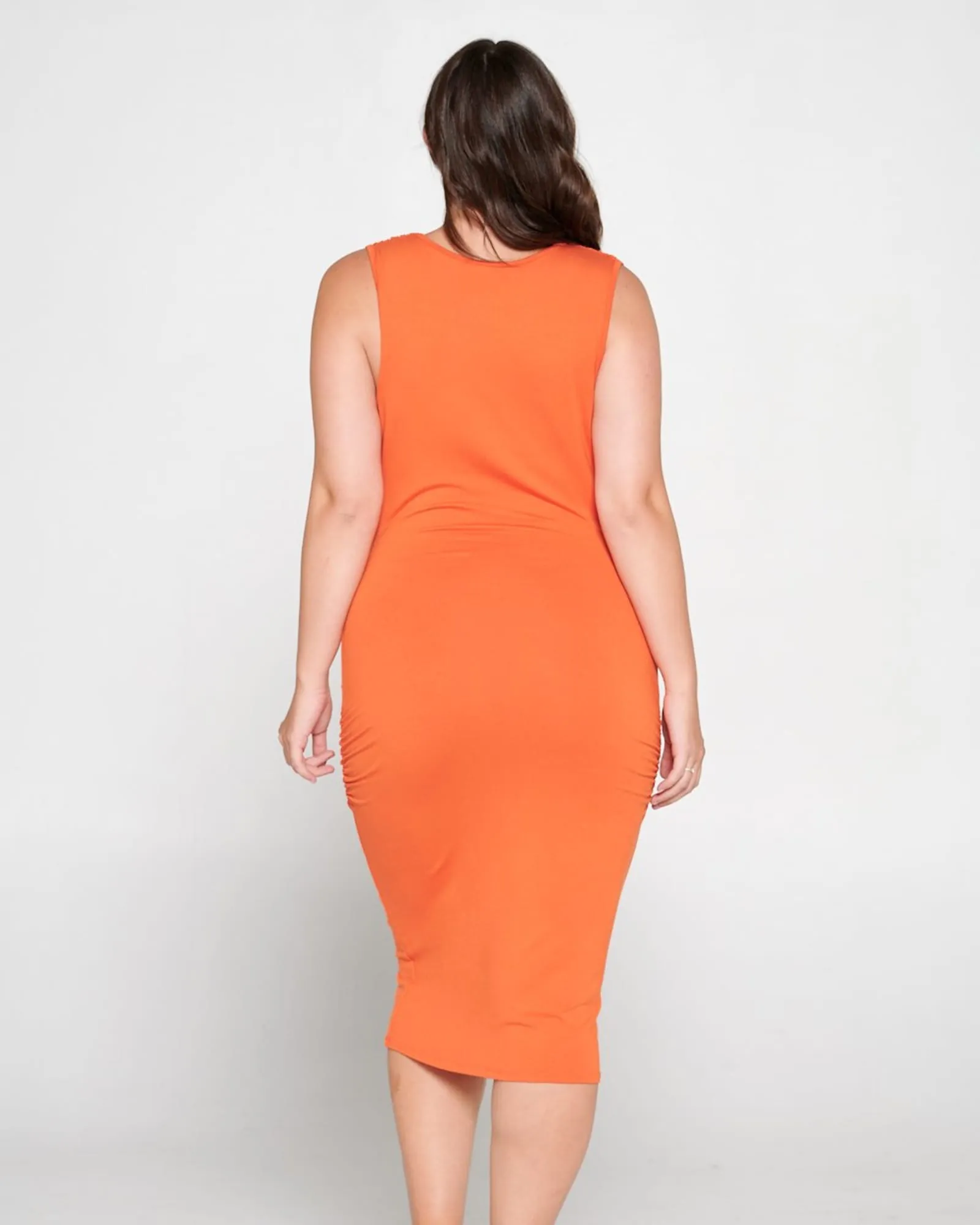Kim Cowl Neck Midi Dress | Orange Bright