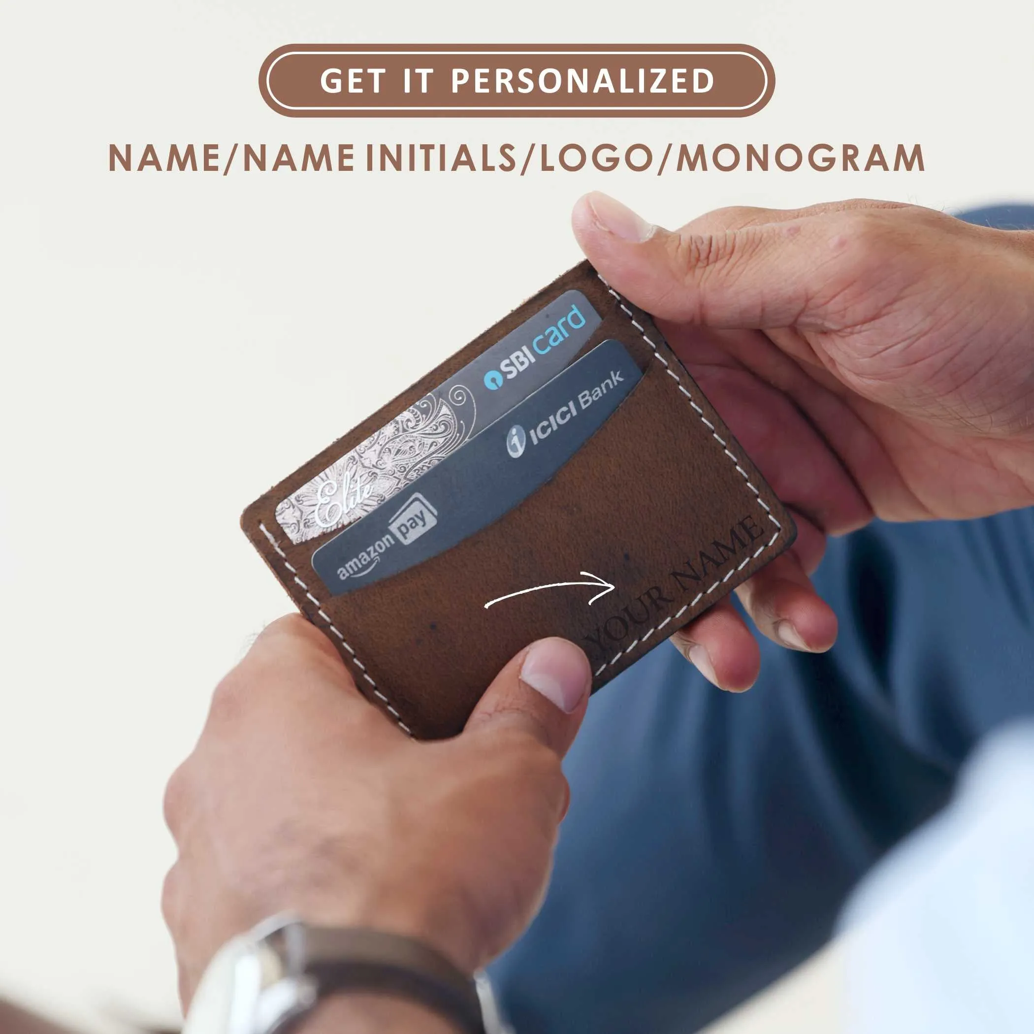 Leather Card Holder Brown