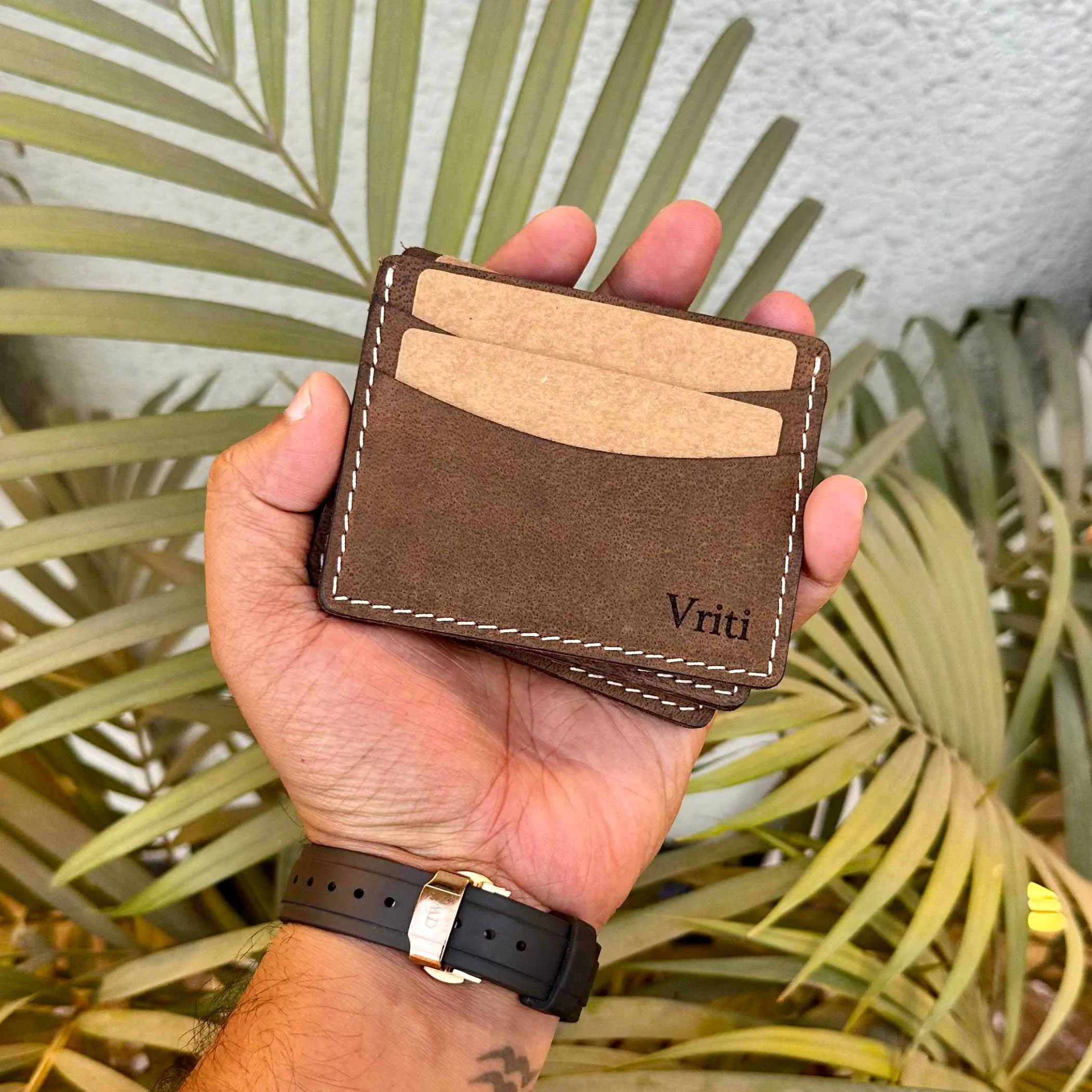 Leather Card Holder Brown