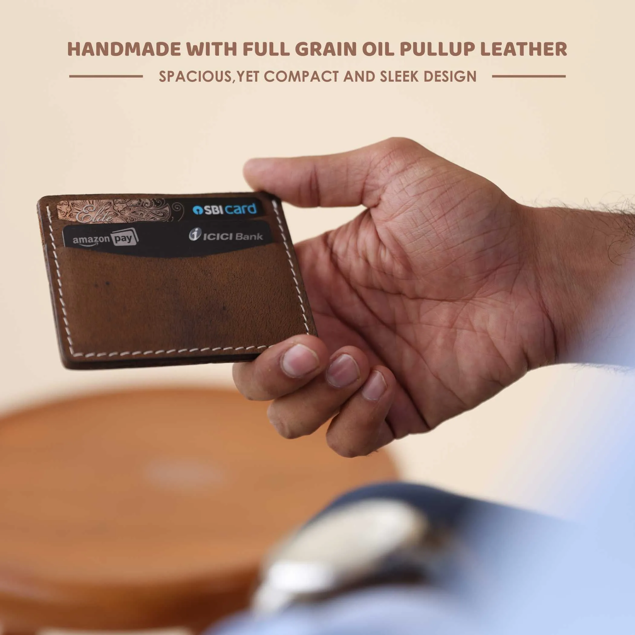 Leather Card Holder Brown