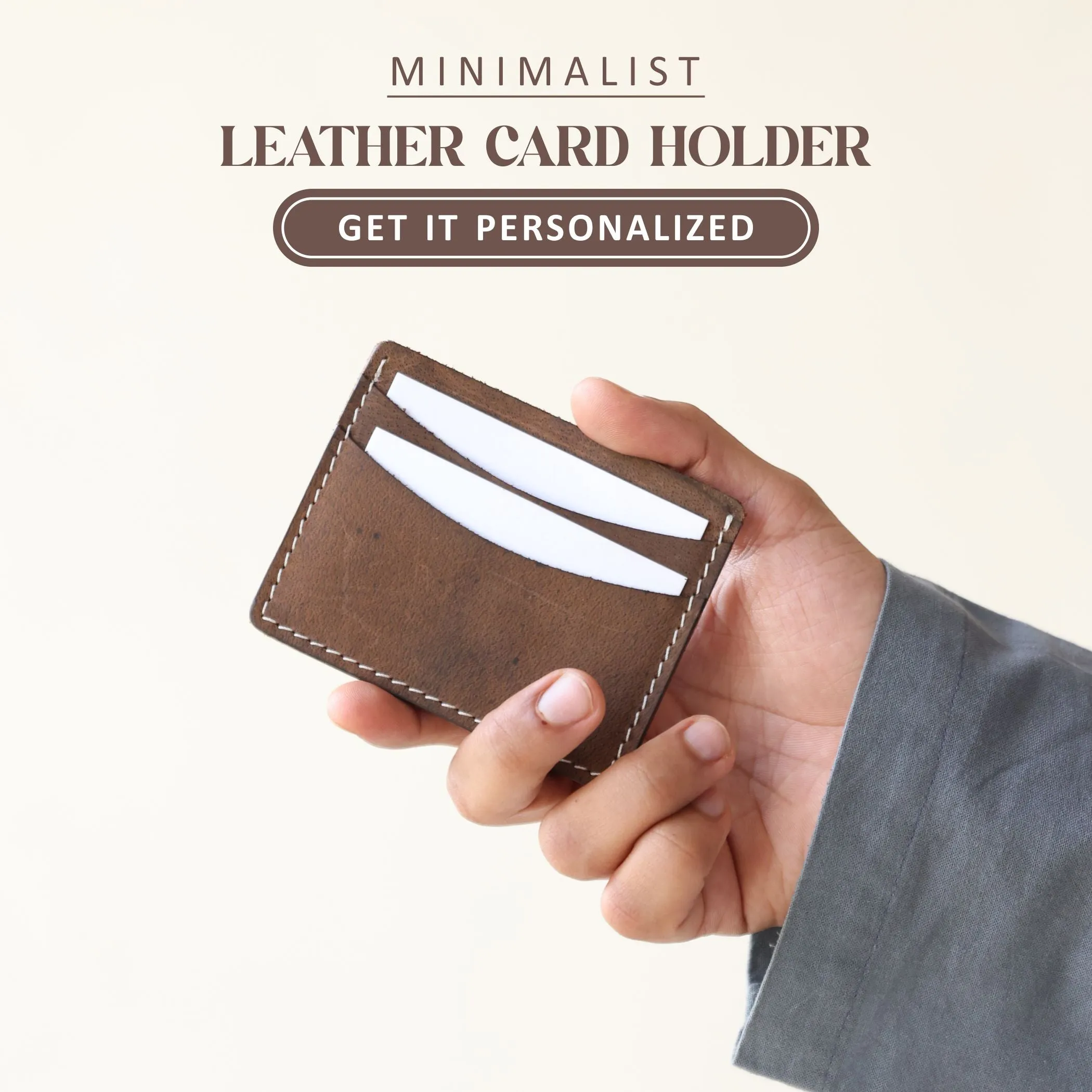 Leather Card Holder Brown