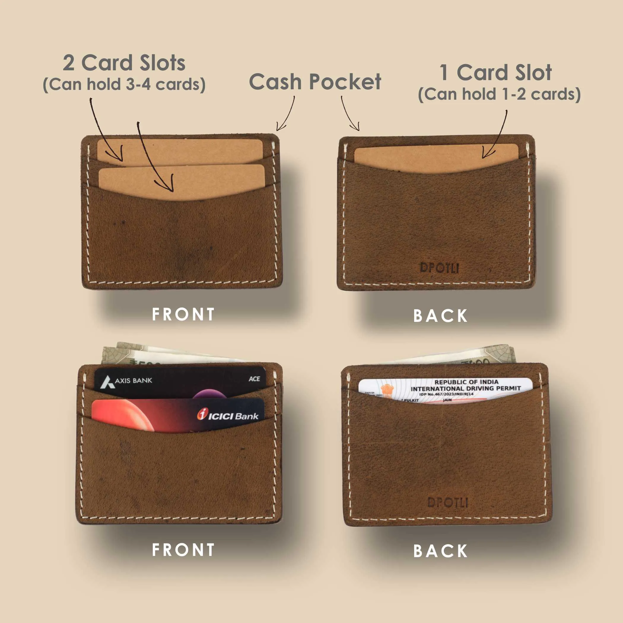 Leather Card Holder Brown