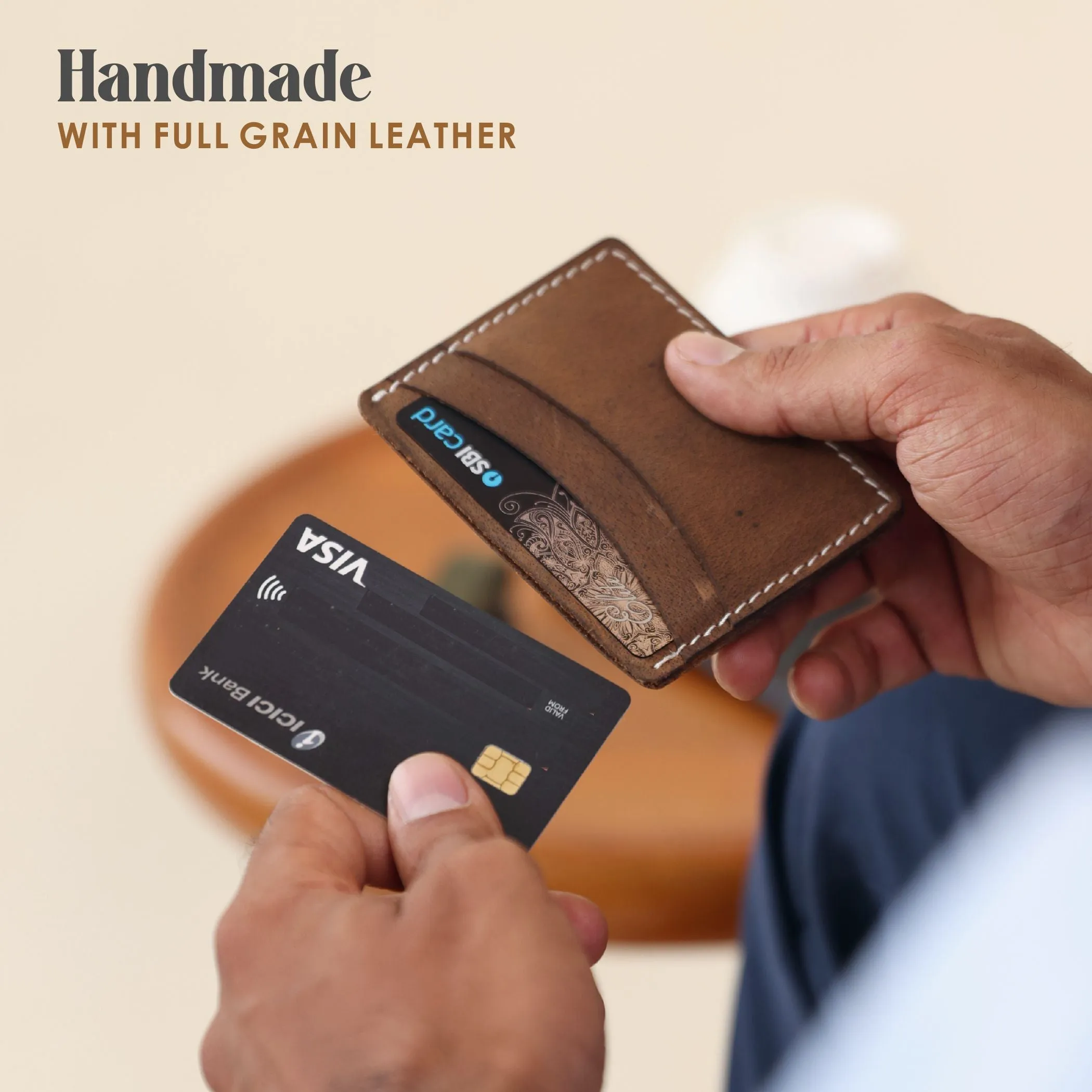 Leather Card Holder Brown