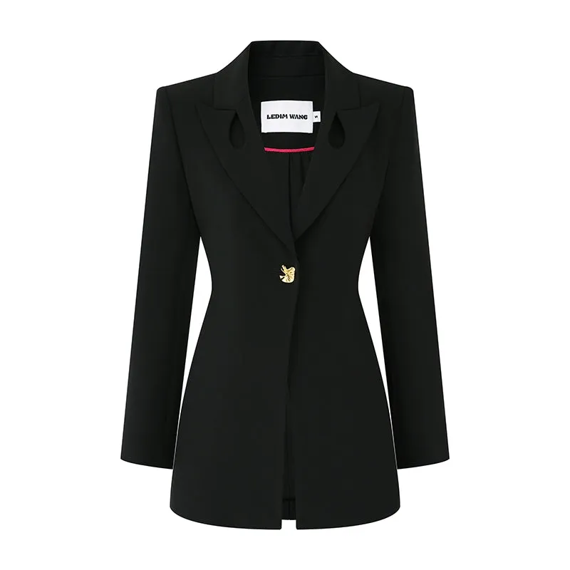 LEDIM W peach heart hollow waist suit  jacket blazer - Liore