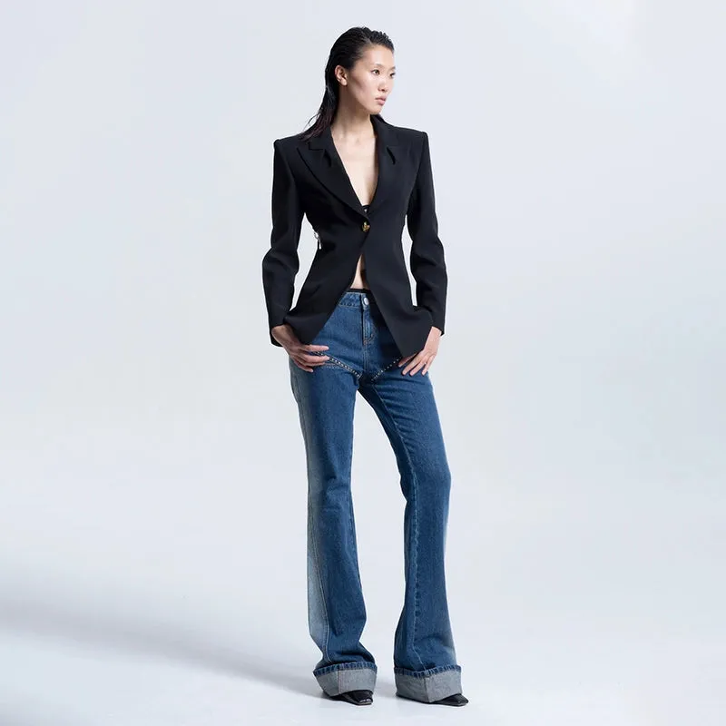 LEDIM W peach heart hollow waist suit  jacket blazer - Liore