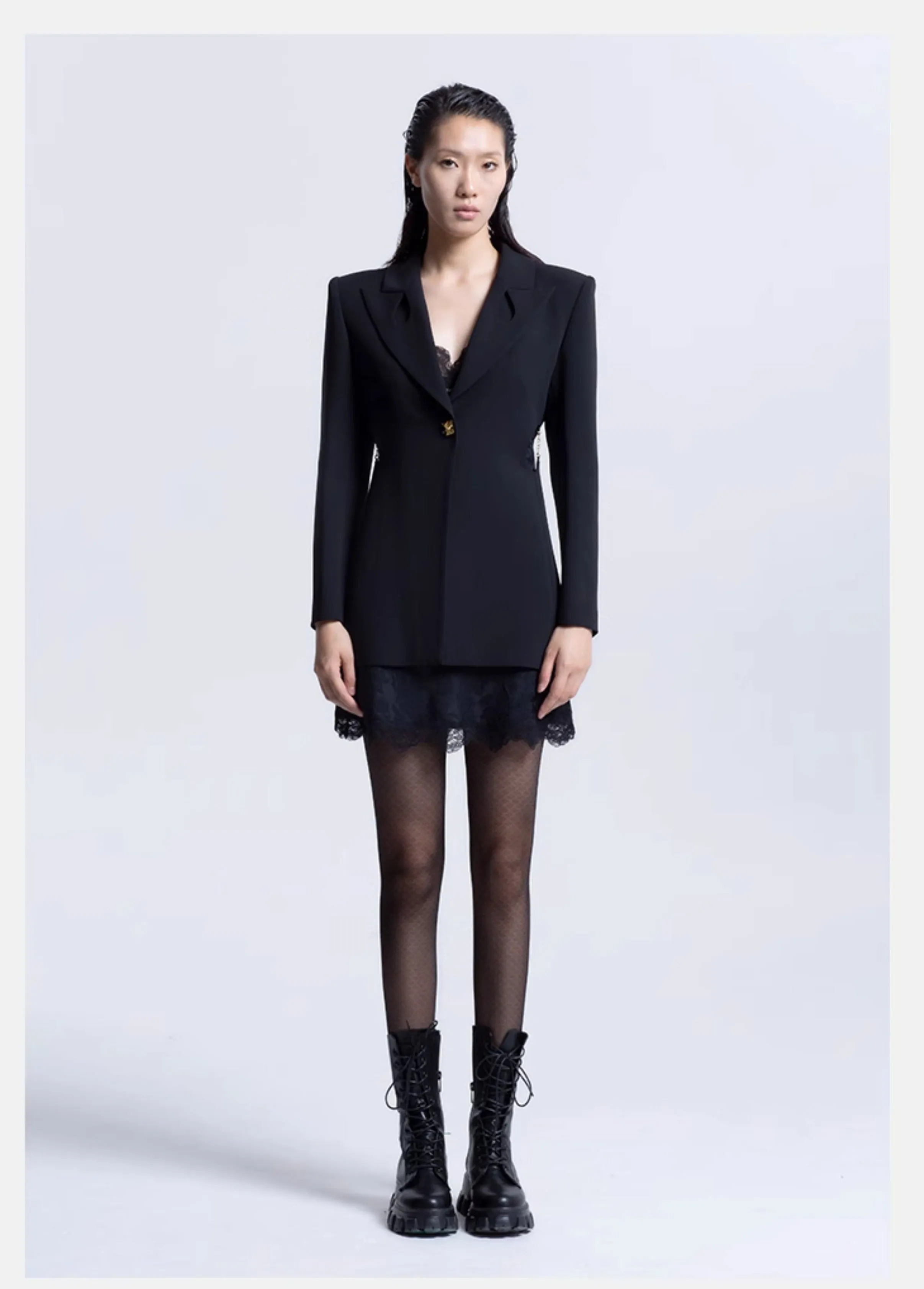 LEDIM W peach heart hollow waist suit  jacket blazer - Liore