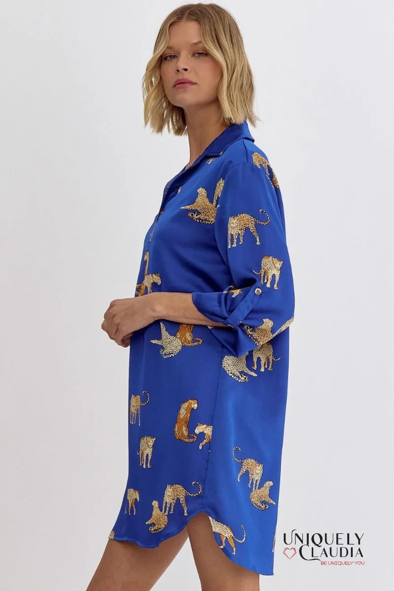 Mayra Cheetah Print Tunic Mini Dress
