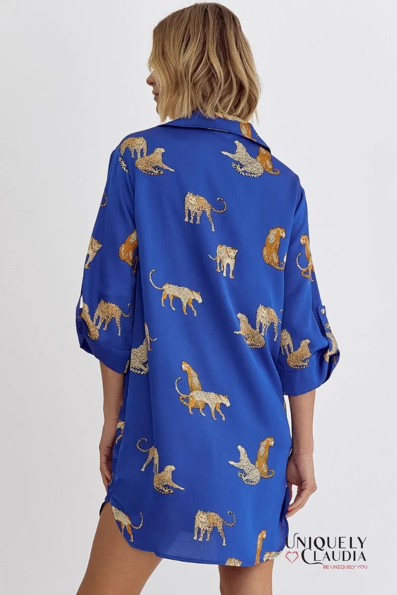 Mayra Cheetah Print Tunic Mini Dress