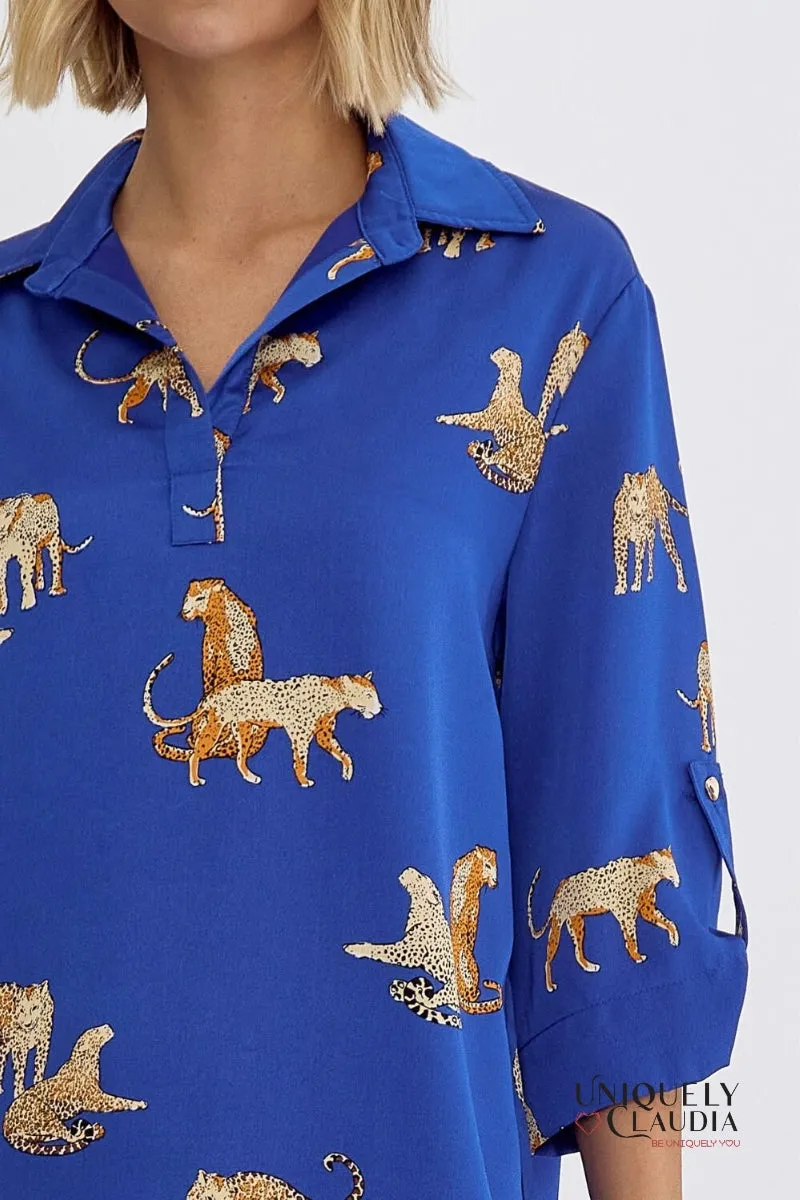 Mayra Cheetah Print Tunic Mini Dress