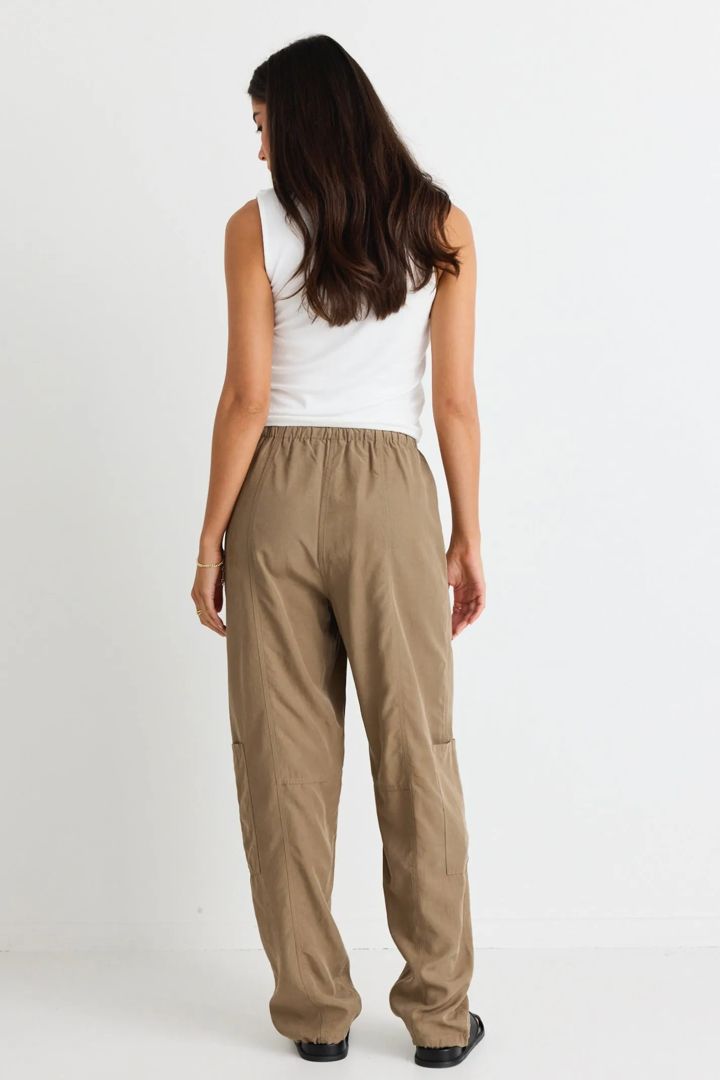 Memoir Khaki Soft Drape Cargo Pants