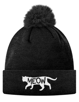 Meow Pom Pom Knit Cap