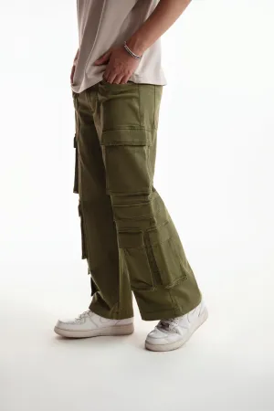 Military Green Wide Leg Cargos