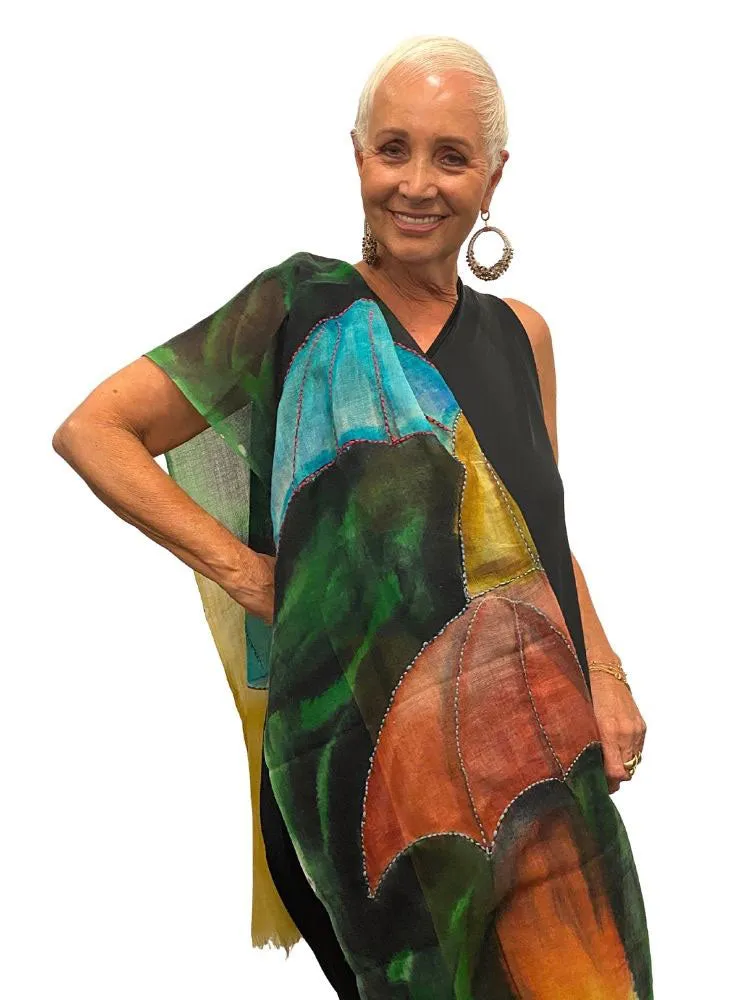 Multicolour fine wool scarf | PERLA