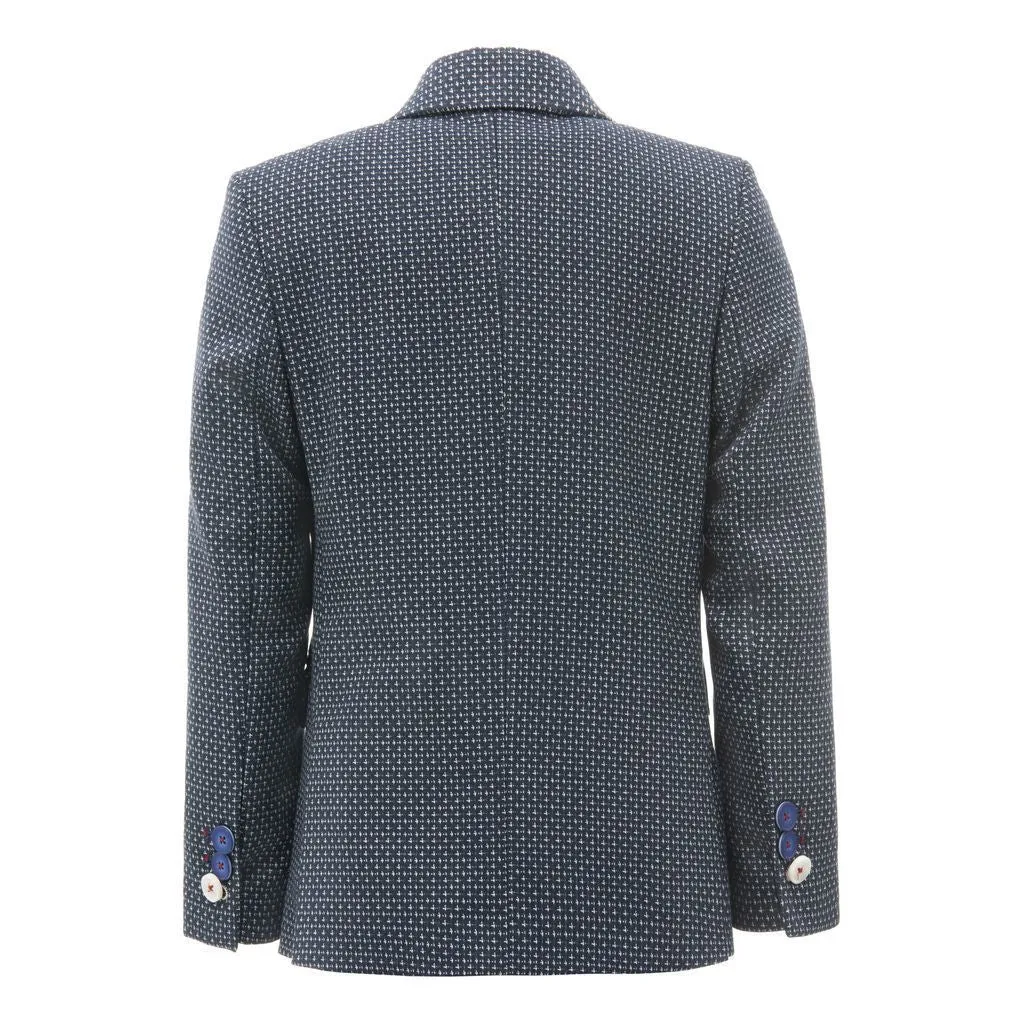 Navy Embroidered Formal Blazer